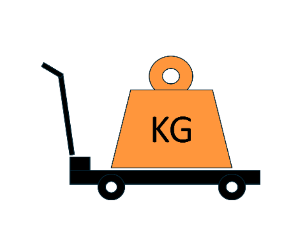 Hand truck with weight icon